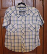 Arizona Jean Company Vintage Fit Blue Plaid Snap Front Western Shirt - S... - £14.99 GBP