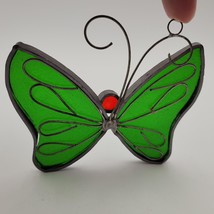 Hanging Red &amp; Green Insect Butterfly Glass Sun Catcher 4&quot; - £6.99 GBP