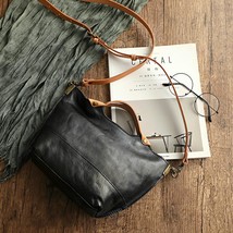 Simple Genuine Leather Women Bag  New Vintage Large Capacity Handbag Nature Soft - £116.29 GBP