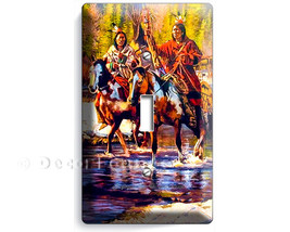 Native American indians on horses crossing river single light switch wal... - €10,35 EUR