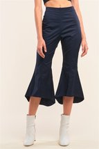 Navy Solid High Waisted Retro Bell Bottom Flare Pants - £15.01 GBP