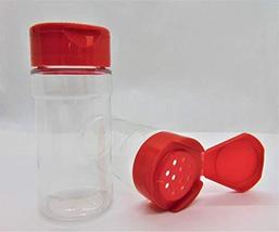 Medium 4 OZ Clear Plastic Spice Container Bottle Jar With Red Cap- Set o... - £8.37 GBP