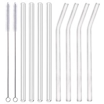 Alink Glass Smoothie Straws, 10&quot; X 10 Mm Long Reusable Clear Drinking St... - £11.79 GBP