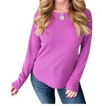 Zenana baby waffle long sleeve top Light Plum - $571.18 MXN