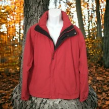LL Bean Mens Coat Lrg Vintage 90s Jacket All Conditions Red Nylon Hooded Obcy9 - £31.60 GBP