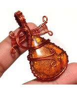 Baltic Amber Ethnic Wire Wrapped Handcrafted Copper Jewelry Pendant 2.2&quot;... - £3.90 GBP