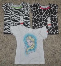 Girls Shirts Disney Frozen Elsa White JB Brown Black Animal Short Sleeve... - £10.89 GBP