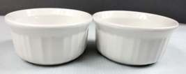 Corning Ware French White 2 Ramekins 7 Oz Ribbed Stoneware 4&quot; B65-8 - £7.98 GBP