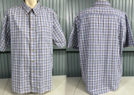 Wrangler Western Wrinkle Resist Cotton Blend Cowboy Button Shirt Blue Pl... - $13.11