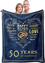 Gifts For 50Th Anniversary Blanket, 50 Years Anniversary Golden Wedding Gifts - £29.90 GBP