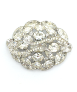WEISS vintage oval rhinestone brooch - big 2.25&quot; sparkling silver-tone p... - £47.18 GBP