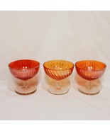 Lot of 3 Iridescent Marigold Orange Carnival Glass Footed Sherbet Cup Di... - £19.46 GBP