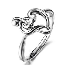 Moonmory 925 Sterling Silver Music Note Heart Adjustable Rings Treble Clef Jewel - £14.27 GBP