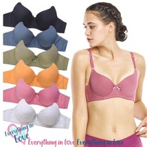 6 Pack Women Full Coverage Solid Comfort Cotton Lingerie Underwire Bra A... - $31.24+
