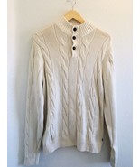 Chaps Sweater Pullover Mens Size L Tan Knit Mock Neck Button EUC - £22.67 GBP