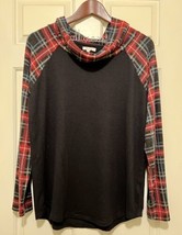 Maurice’s Blouse Women’s Large Black  Plaid Long Sleeves Cowl Neck NWOT - £20.22 GBP