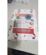 New Hello Kitty Candycane Bows Twin  3-pc Sheet Set Sanrio Cotton - $39.74 CAD