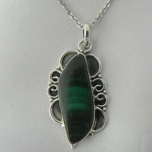 925 Sterling Silver Malachite Handmade Necklace 18&quot; Chain Festive Gift PS-1913 - £26.65 GBP