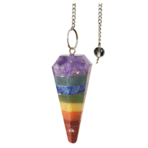 Bulk 5 Pcs Natural Seven Chakra Gemstone Dowsing Pendulums - £31.61 GBP