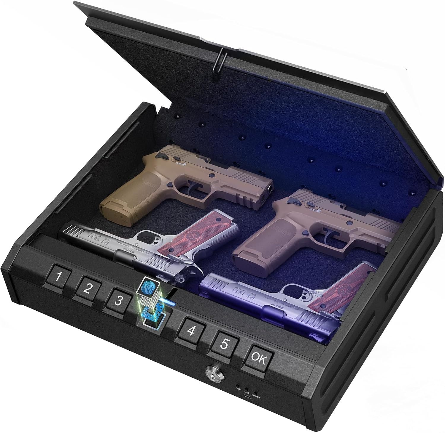 Onnais Large Biometric Gun Safe - Fingerprint Pistol Safe With, And Car Use - $103.99