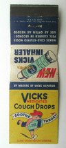 Vicks Cough Drops / Vicks Inhaler Advertisement 20 Strike Matchbook Cover  - £1.37 GBP