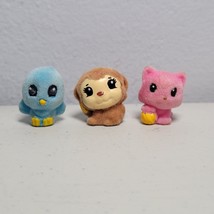 Squinkies Mini Figures Fuzzies Lot Of 3 Blue Bird Monkey Pink Cat 0.75&quot; Tall - £6.75 GBP