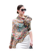 Anyyou 100% Mulberry Silk Light Orange Long Scarf Luxury Brand Women Bea... - €76,32 EUR