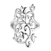Mystical Charisma Filigree Vines Leaf Sterling Silver Ring-9 - £15.42 GBP