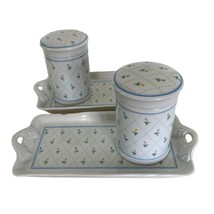 Napcoware Lidded Canister Tray 2 Complete Sets Mini Tulip Pattern Vintage 70&#39;s - £45.08 GBP