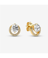 Sparkling Round Halo Stud Earrings,Fits Pandora charms - $25.97 CAD