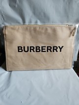 Burberry Wristlet Makeup Cosmetic Zippered Bag Pouch Beige Cream Travel New - $24.70