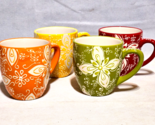 Studio California LAURIE GATES Large Ceramic Floral Coffee Tea Mugs - Se... - $41.55