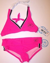 NWT Amy Byer Girl&#39;s 2 Pc. Hot Pink Hibiscus Bikini Swimsuit, Size 10, $30 - $16.99