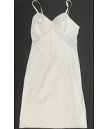 Vintage 50s Vanity Fair Women&#39;s 34 T Full Slip Tricot Nylon White Adj St... - £30.94 GBP