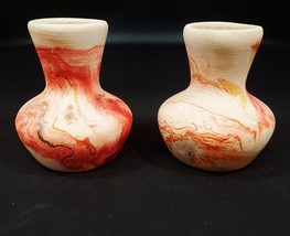 Set of 2 Vintage NEMADJI Clay Art Pottery 3 3/4&quot; Miniature Vases - £25.69 GBP