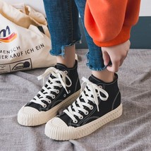 Hoes new fashion women trendy canvas shoes casual flats breathable solid high top women thumb200