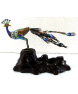 Antique Chinese Silver Gilt Cloisonne Jeweled Peacock Bird Sculpture 19t... - $539.38 CAD
