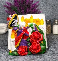Sugar Skull Day Of The Dead Gothic Rose Lady Catrina Napkin Holder Figurine - £21.23 GBP