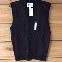 Haggar Men&#39;s Exploded Argyle Button-Front Vest Size S - £25.22 GBP