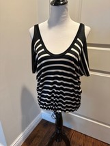 Pre-owned JEAN PAUL GAULTIER Soleil Black and White Striped Top SZ L - $118.80