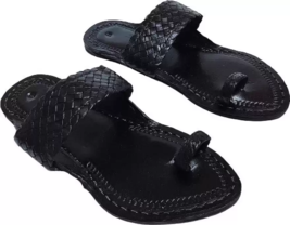 Mens Kolhapuri Soft Leather chappal Jesus Flat HT87 BOHO Sandals US size 7-12 - £28.94 GBP