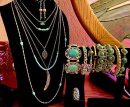 OOAK &quot;Reinvented Vintage SW Silver Tone Turquoise Color Collage - Ultima... - £80.12 GBP