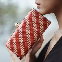 red  woven hard clutch - £26.76 GBP