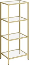 Vasagle Bookcase, 4-Tier Bookshelf, Slim Shelving Unit For, Gold Color Ulgt28G - £47.95 GBP