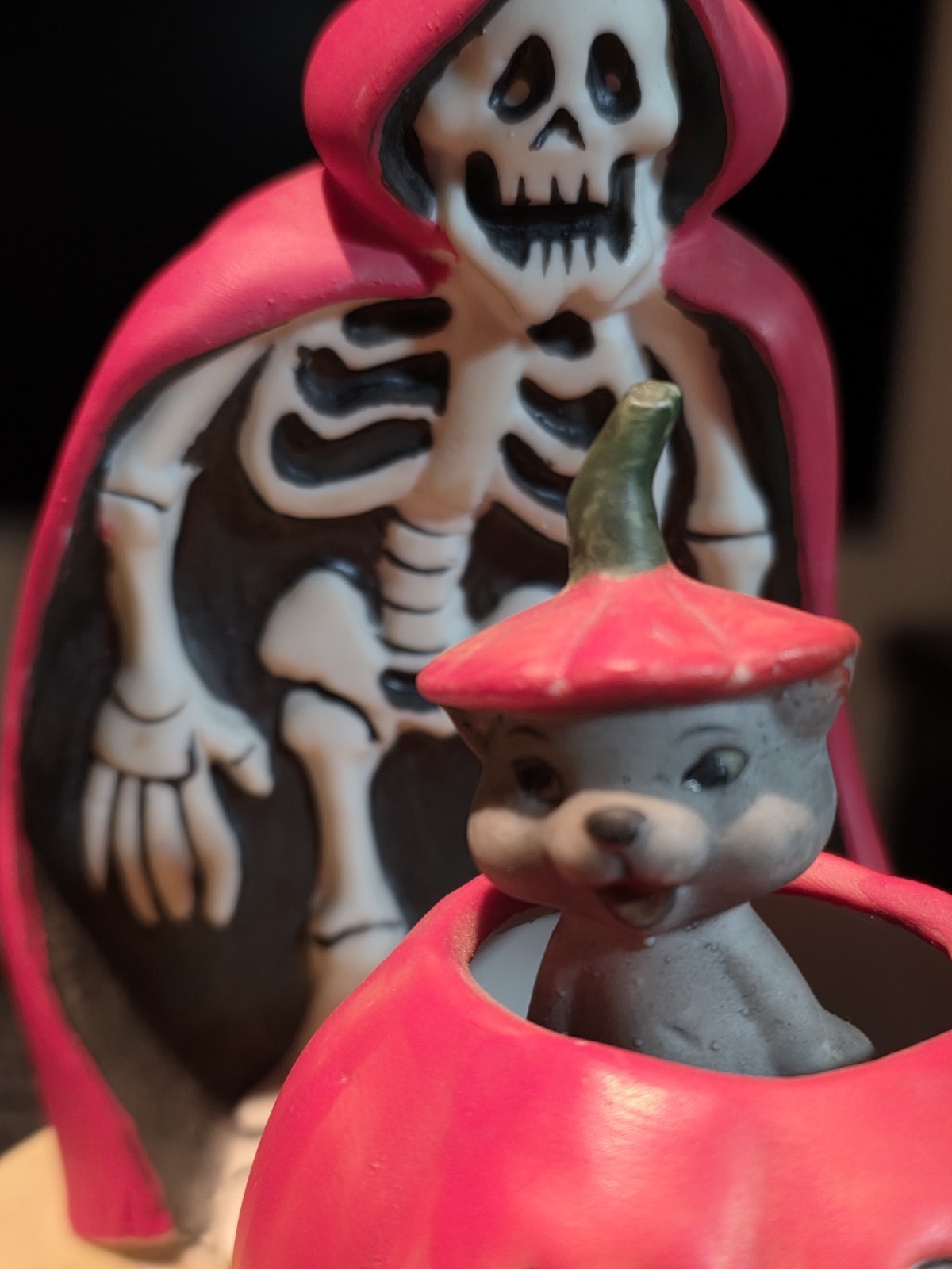 Phantom Of The Opera Skeleton Cat Jack-O-Lantern Animated Halloween Music Box Item image 3