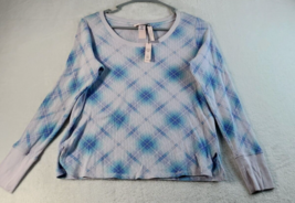 Victoria&#39;s Secret Sweater Womens Size XS Blue Plaid Long Sleeve Slit Round Neck - £16.80 GBP