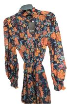 Fate Floral 2pc Dress Women S Button Ruffle Smocked Long Sleeve Teared BNWT - $46.27