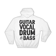 Guitar Vocal : Gift Hoodie Drum Bass Band Music Musician - £28.52 GBP