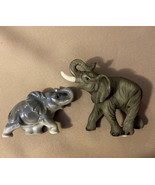 Elephant Set Lot 2 Resin Italy Hand Painted &amp; Japan? Statue Figures Figu... - $20.20 CAD