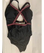 XHILARATION Women Tribal Trim One Piece Bathing Suit Swimsuit XL Black O... - £13.90 GBP
